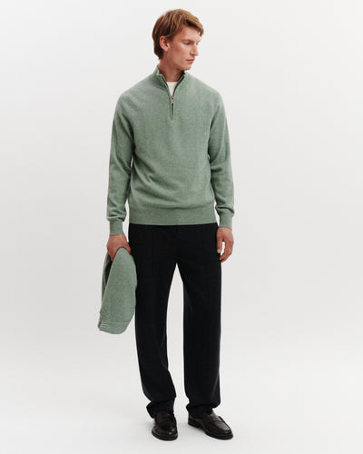 Pull camionneur Côme-VERT DE GRIS-100% cachemire