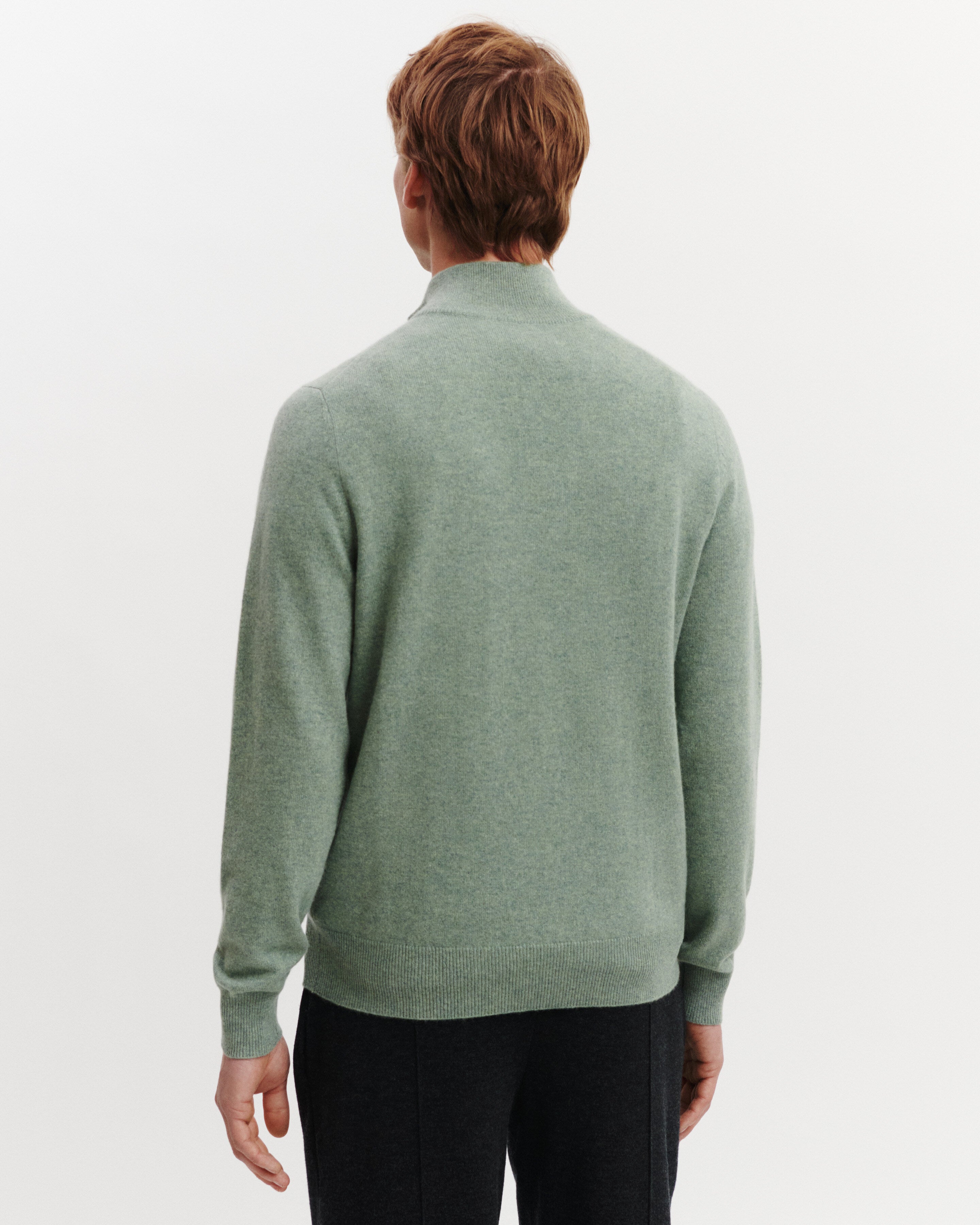 Pull camionneur Côme-VERT DE GRIS-100% cachemire