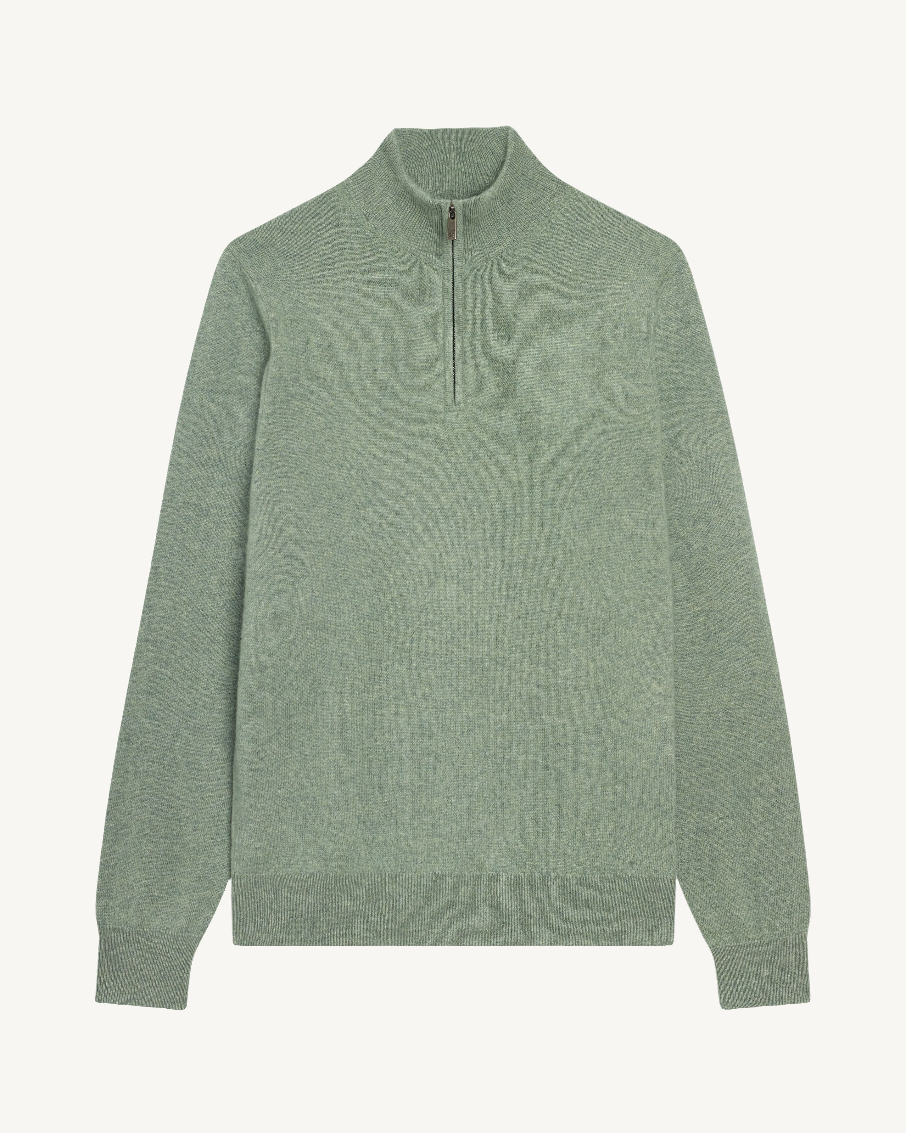 Pull camionneur-VERT DE GRIS-100% cachemire