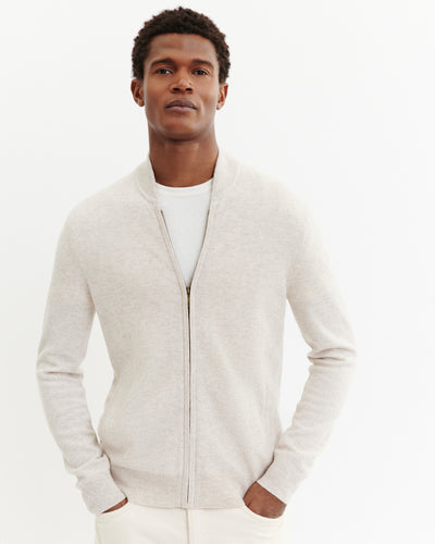 Gilet zippé-TOURTERELLE-100% cachemire