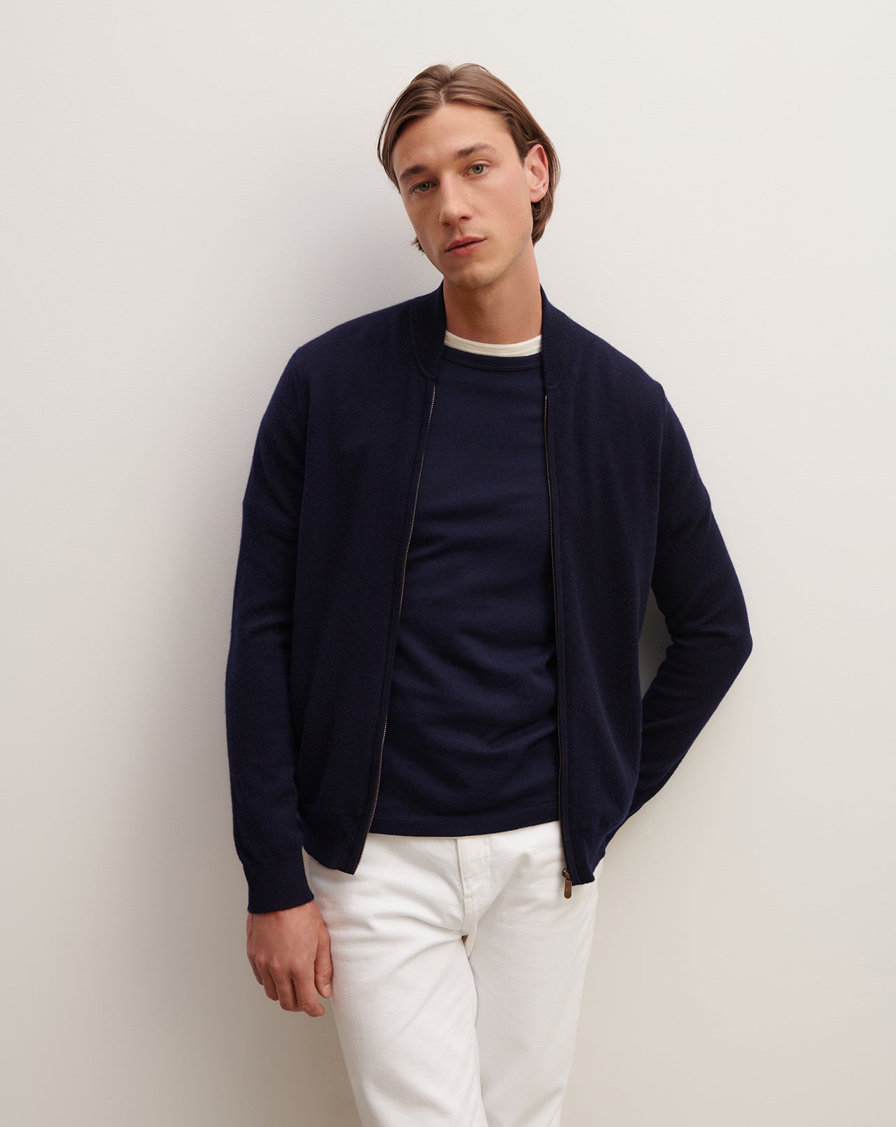 Teddy zippé-MARINE-100% cachemire