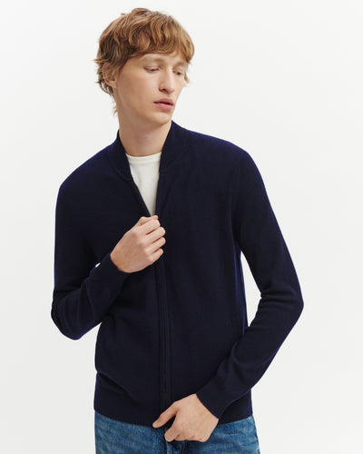 Teddy zippé-MARINE-100% cachemire