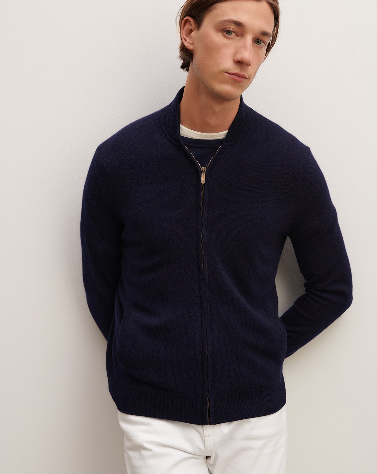 Teddy zippé-MARINE-100% cachemire