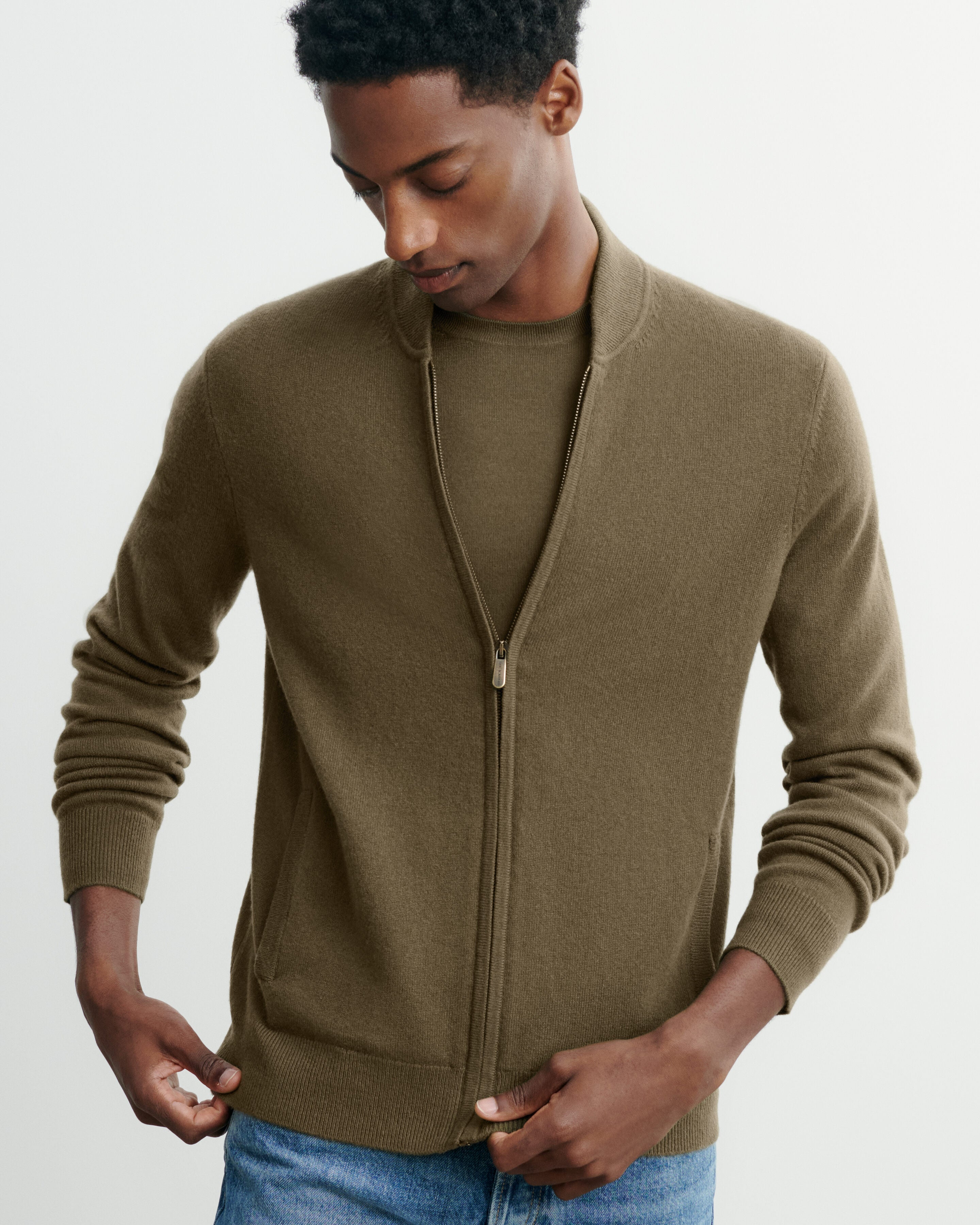 Gilet zippé-BRONZE-100% cachemire