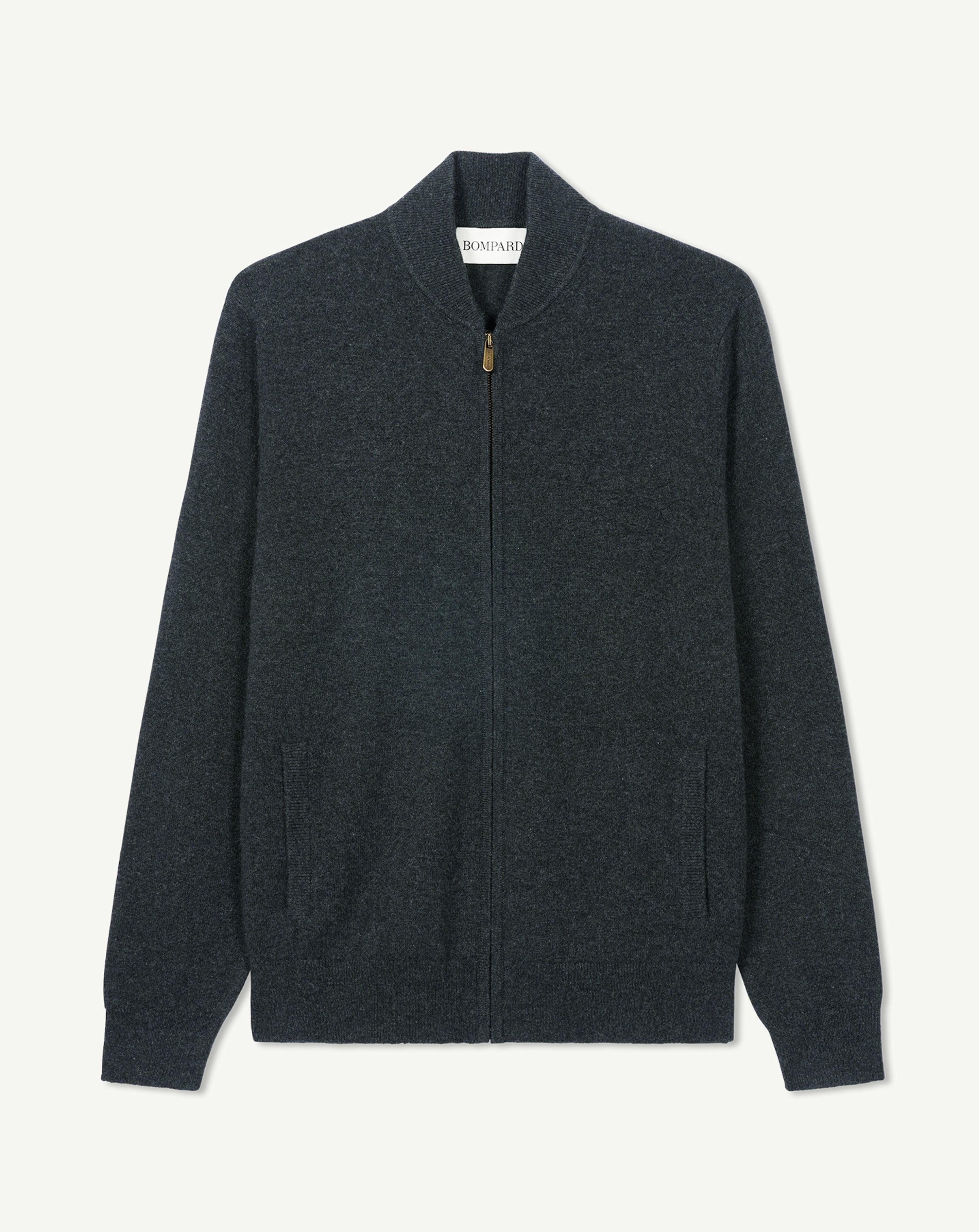 Gilet zippé-CHARBON-100% cachemire