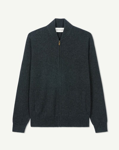 Gilet zippé-CHARBON-100% cachemire