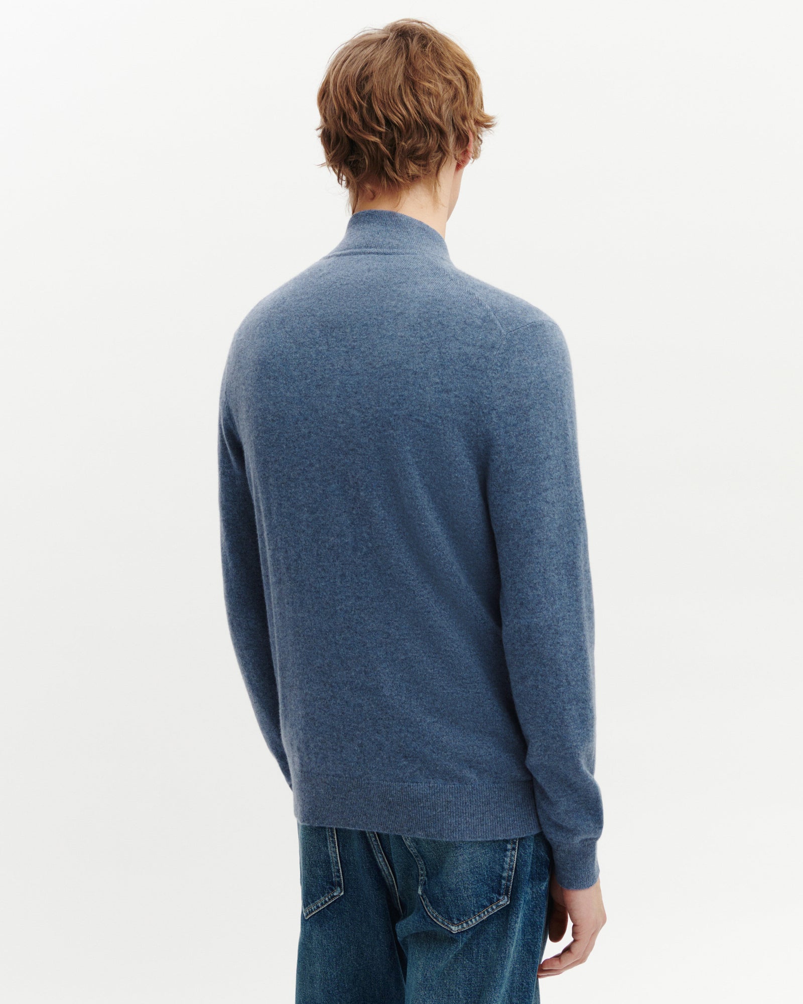 Gilet zippé-BLEU AVERSE-100% cachemire