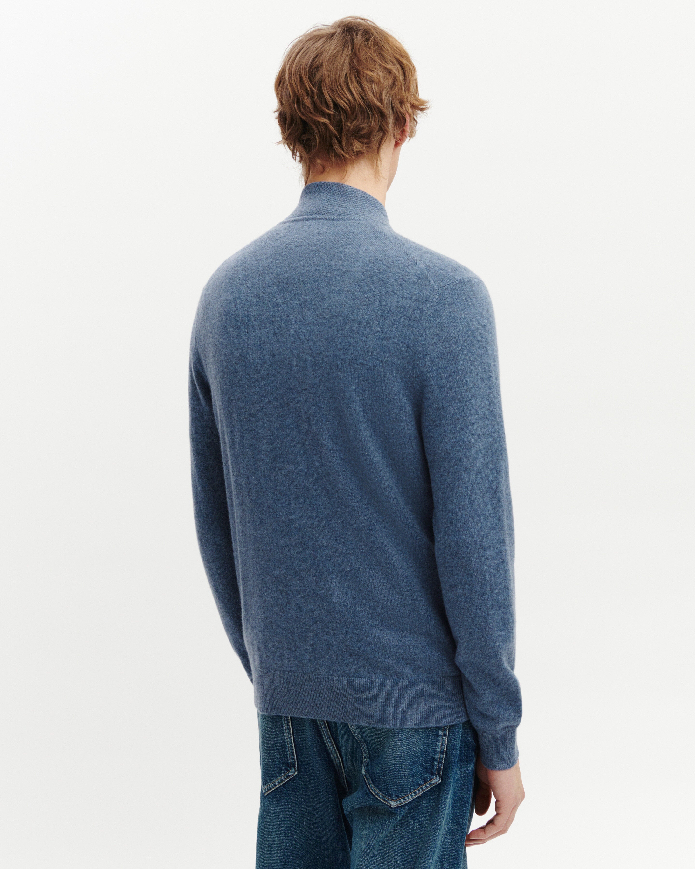 Gilet zippé-BLEU AVERSE-100% cachemire