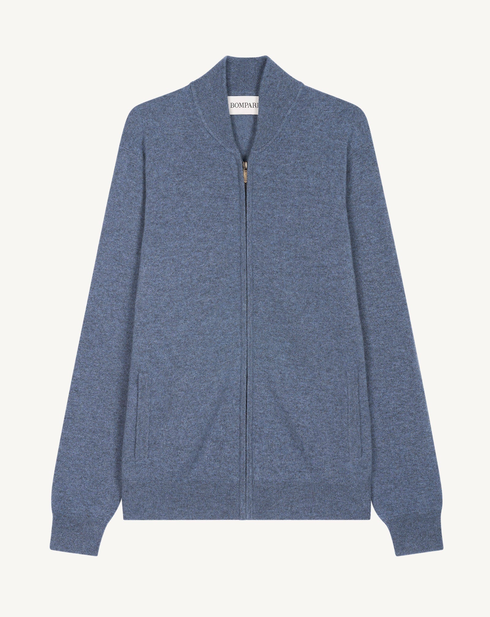 Gilet zippé-BLEU AVERSE-100% cachemire