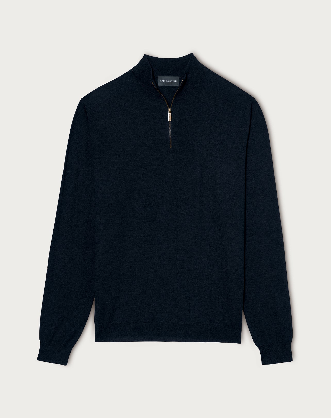 Col montant ultrafin zippé-NOIR-100% cachemire