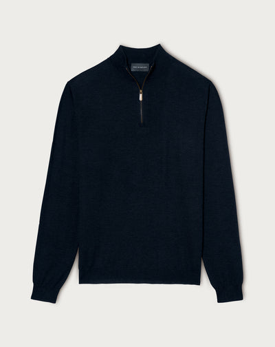 Col montant ultrafin zippé-NOIR-100% cachemire