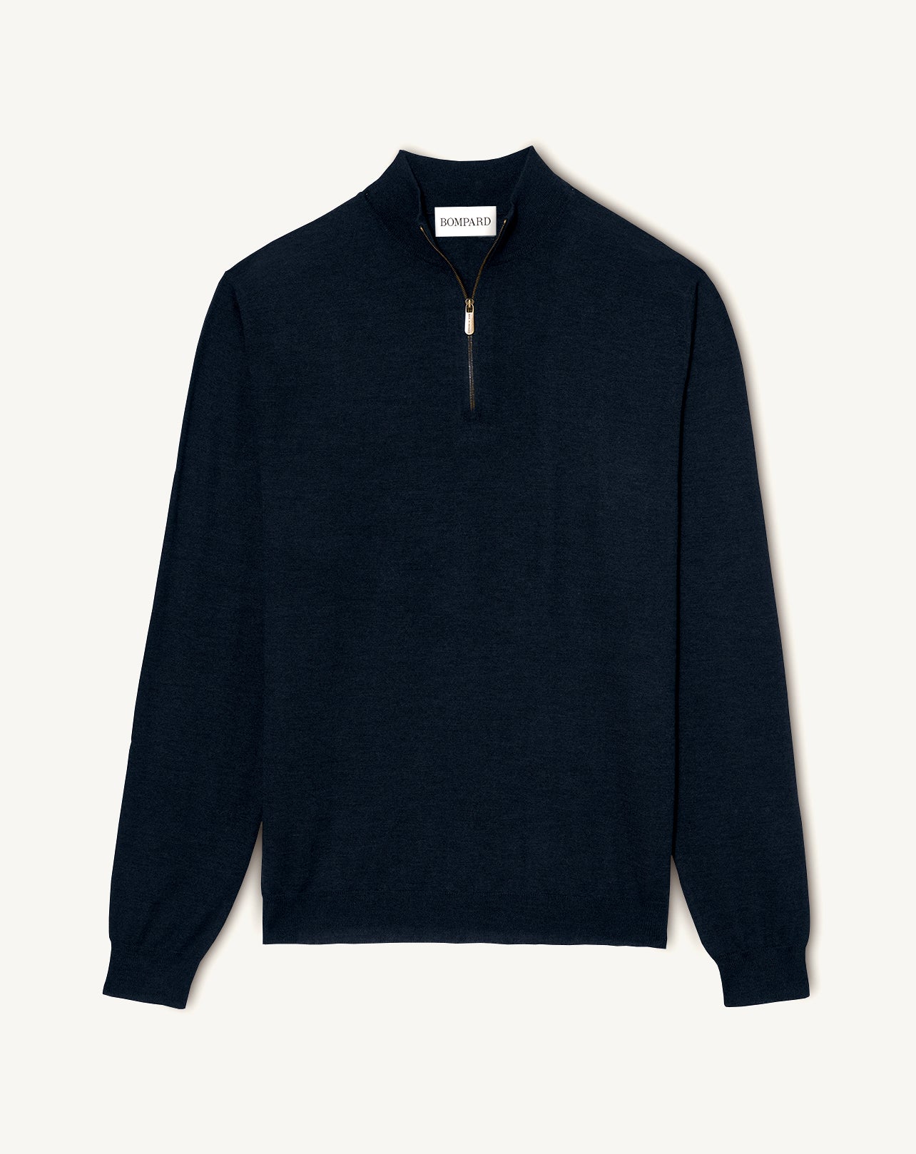 Col montant ultrafin zippé-NOIR-100% cachemire
