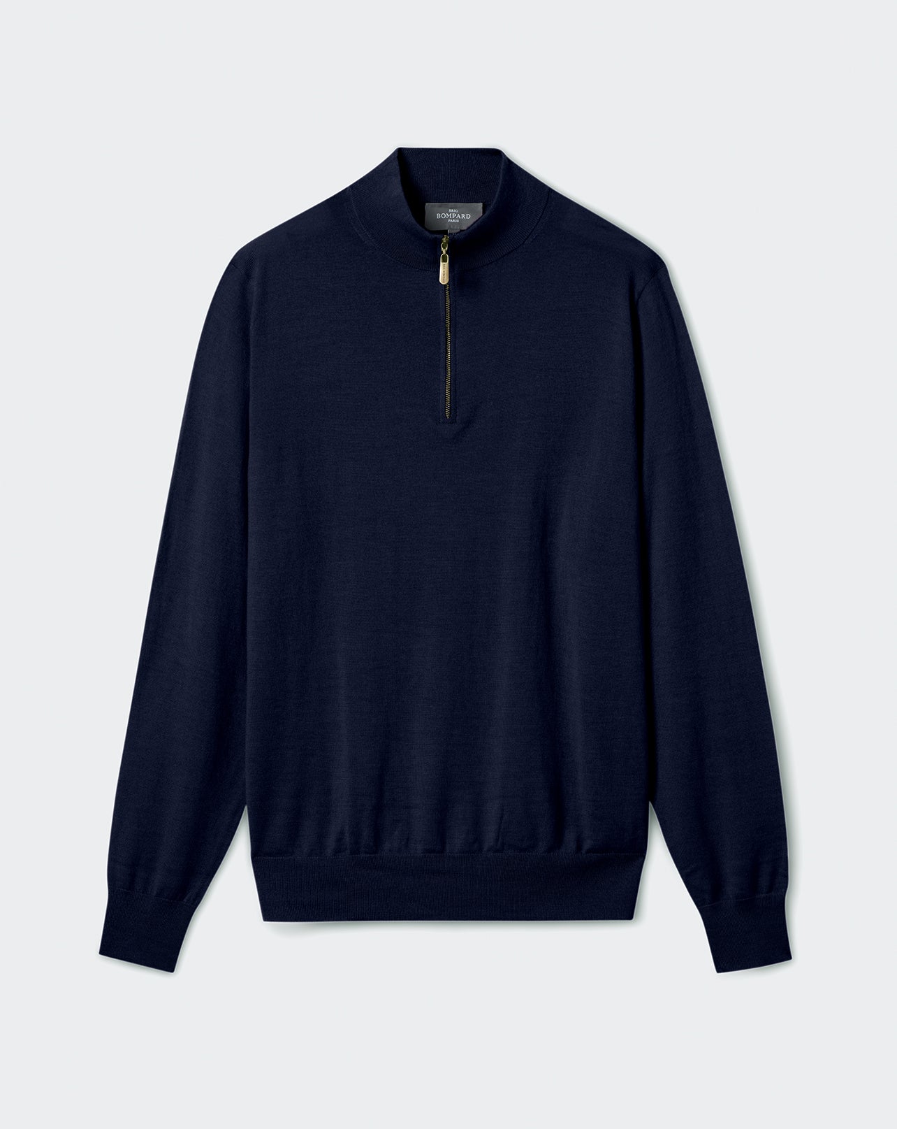 Col montant ultrafin zippé-MARINE-100% cachemire