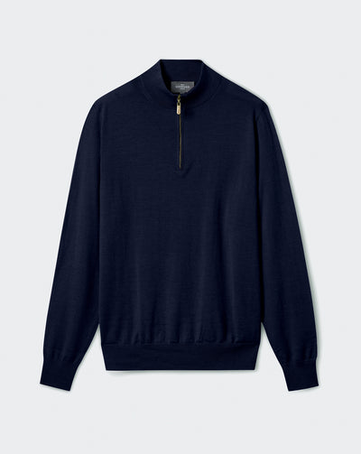 Col montant ultrafin zippé-MARINE-100% cachemire
