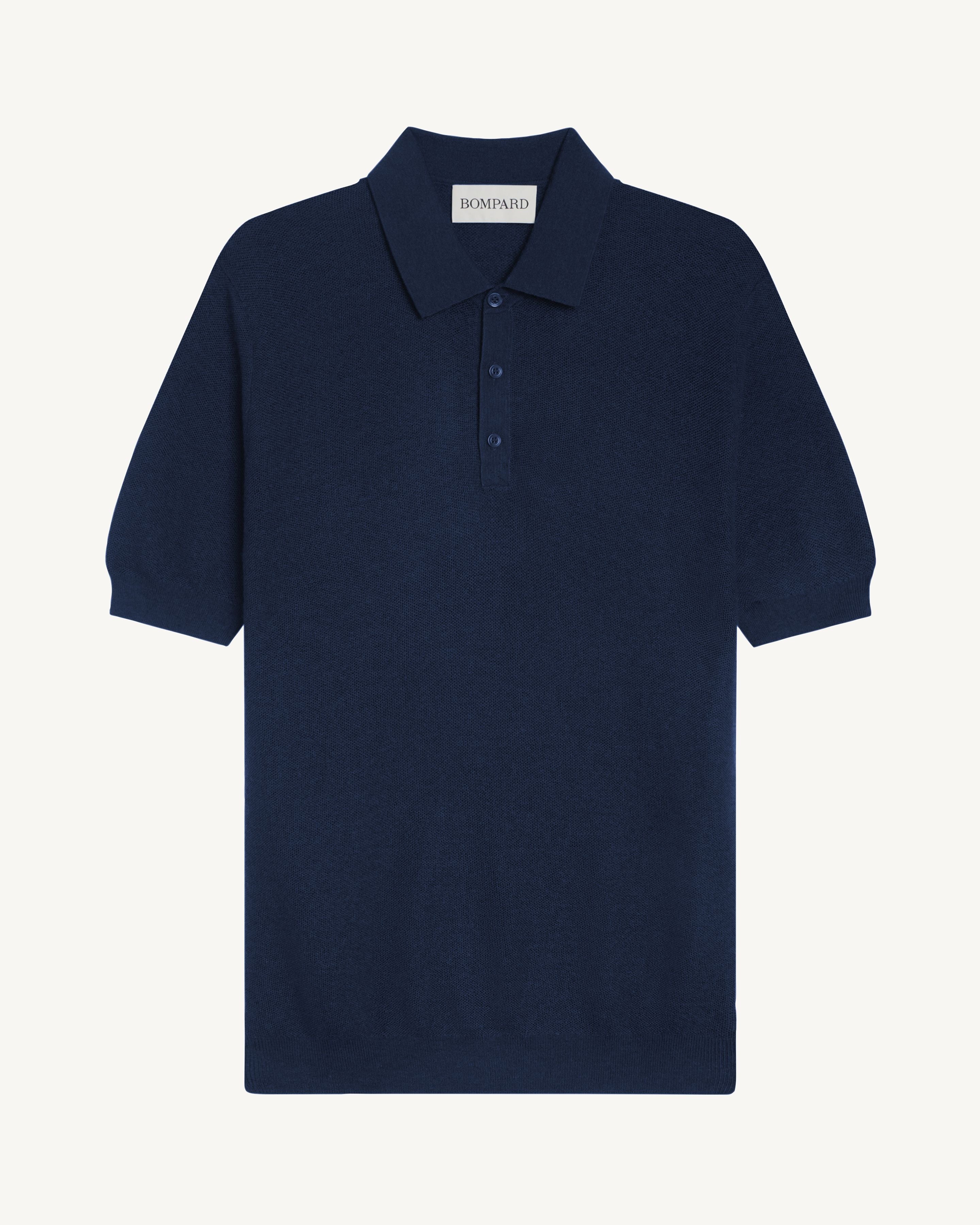 Polo piqué Flavio-MARINE-85% pima coton 15% cachemire