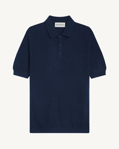Polo piqué Flavio-MARINE-85% pima coton 15% cachemire