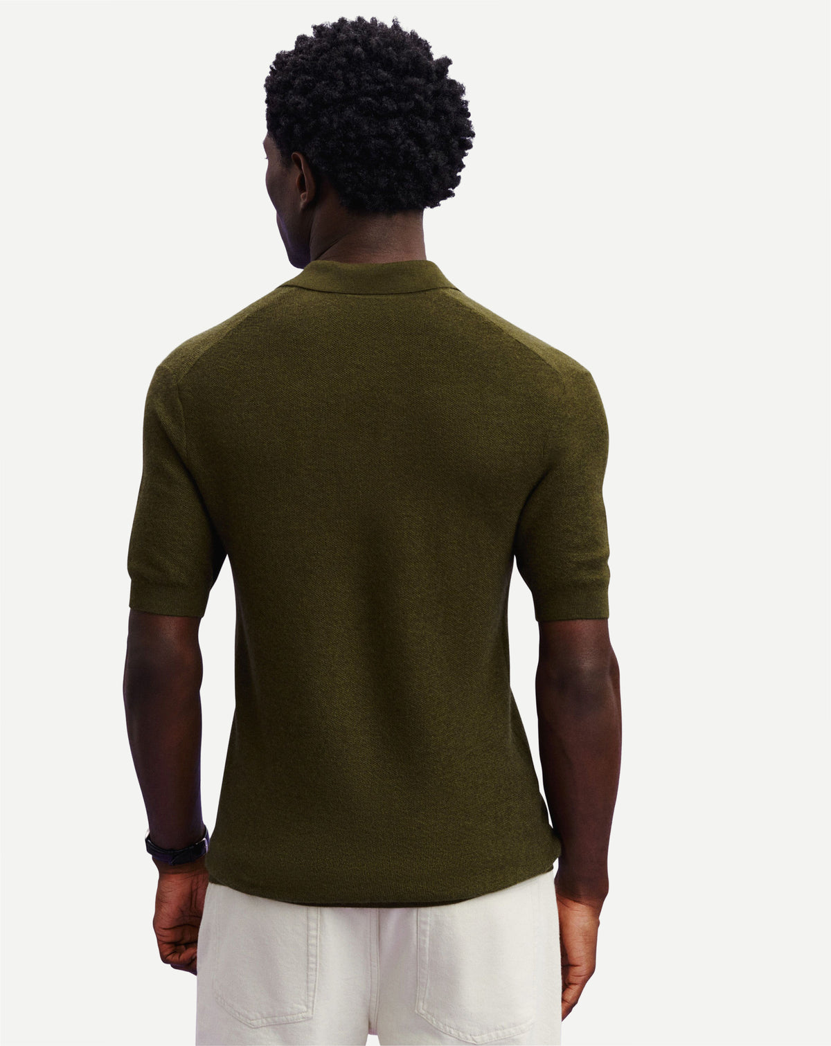 Polo piqué Flavio-OLIVE-85% pima coton 15% cachemire