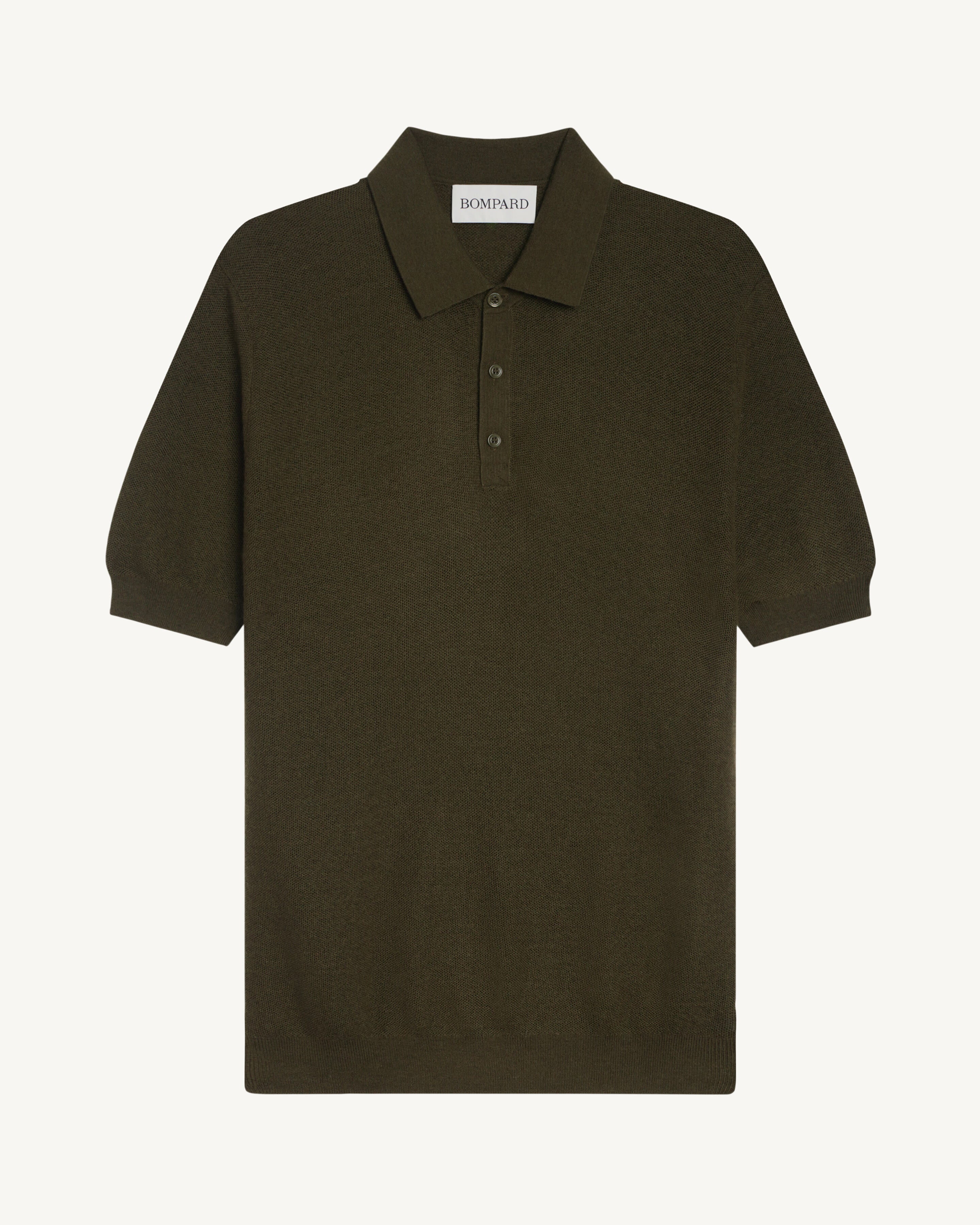 Polo piqué Flavio-OLIVE-85% pima coton 15% cachemire