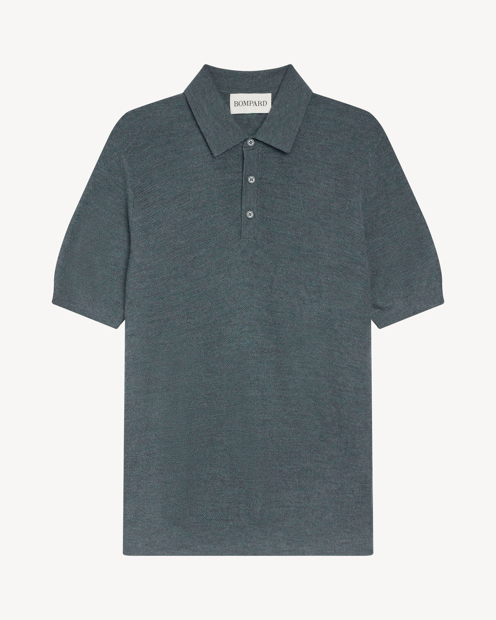 Polo piqué Flavio-BLEU GRANIT-85% pima coton 15% cachemire