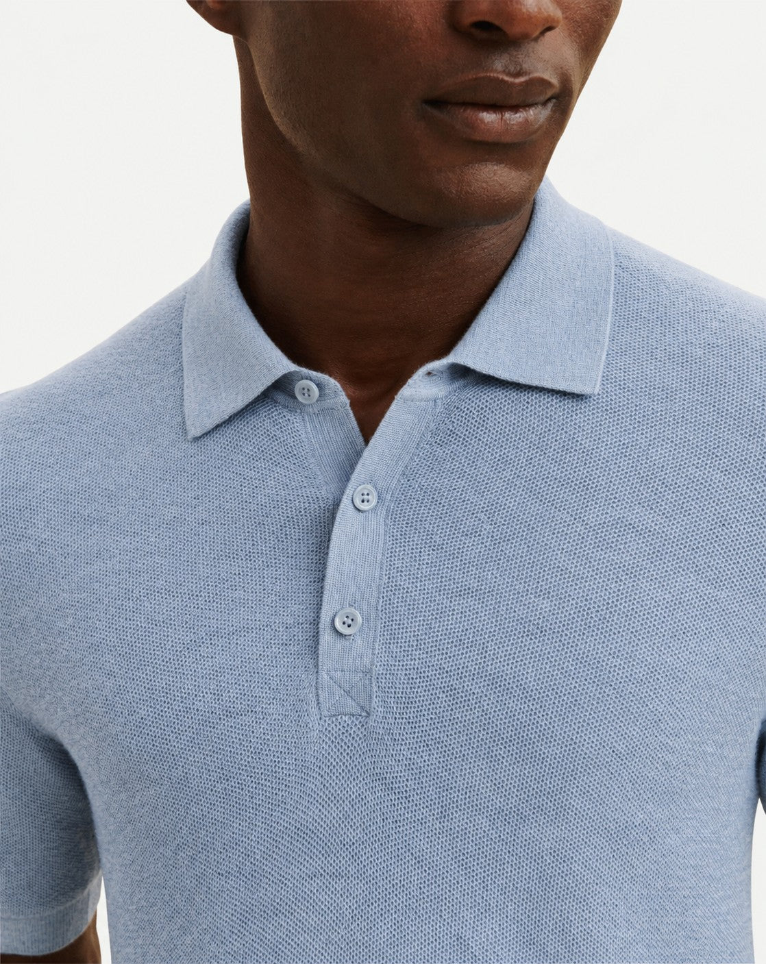 Polo piqué Flavio-BLEU GLACIER-85% pima coton 15% cachemire
