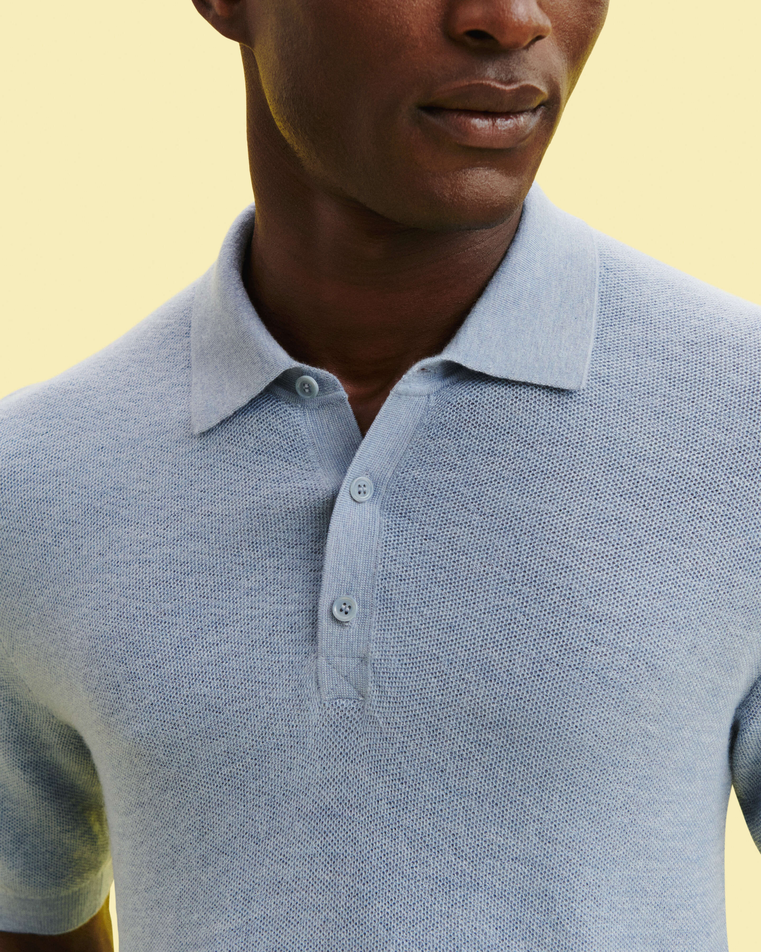 Polo piqué Flavio-BLEU GLACIER-85% pima coton 15% cachemire