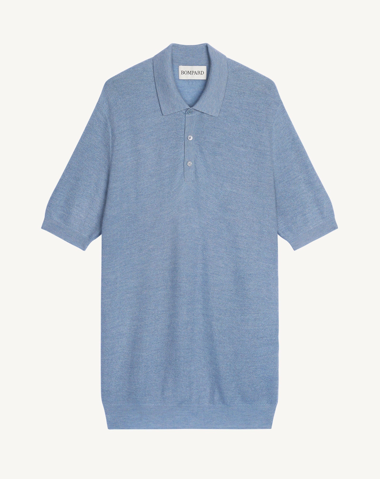 Polo piqué Flavio-BLEU GLACIER-85% pima coton 15% cachemire