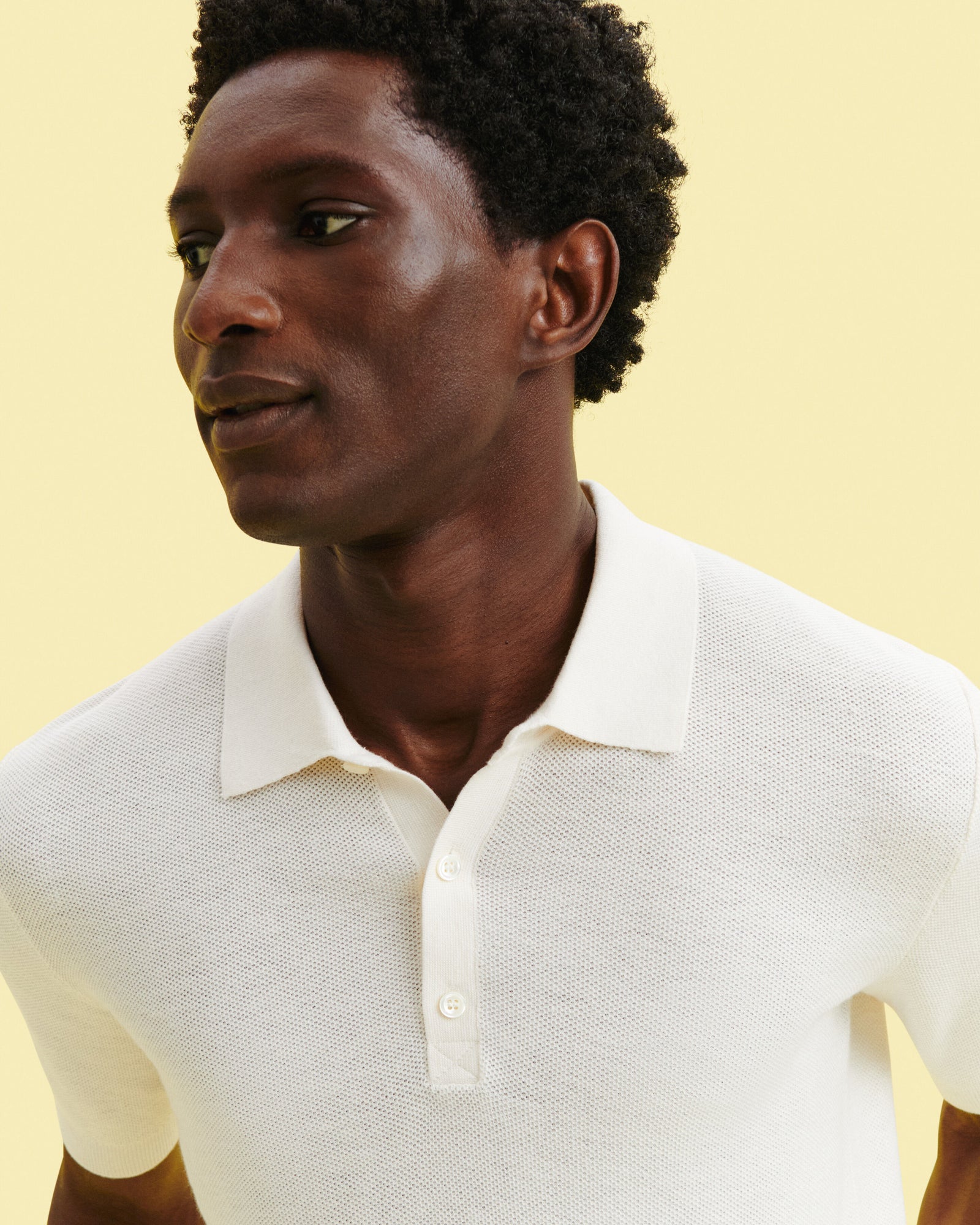 Polo piqué -NATUREL-85% pima coton 15% cachemire