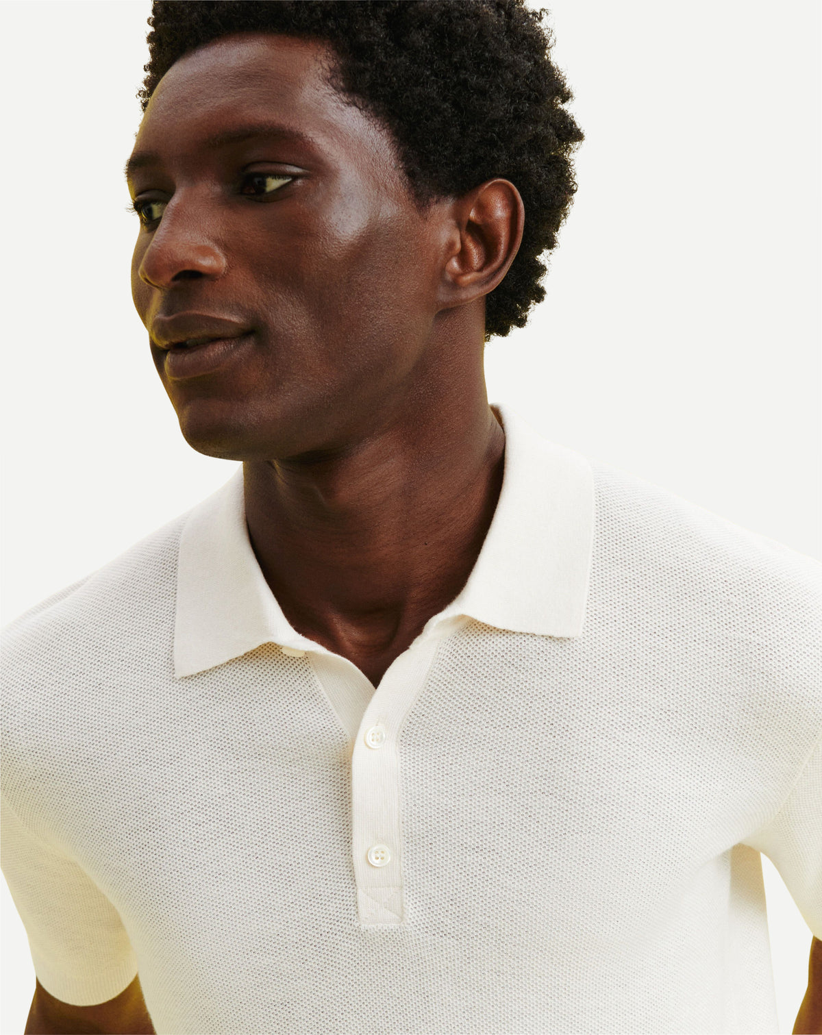 Polo piqué -NATUREL-85% pima coton 15% cachemire