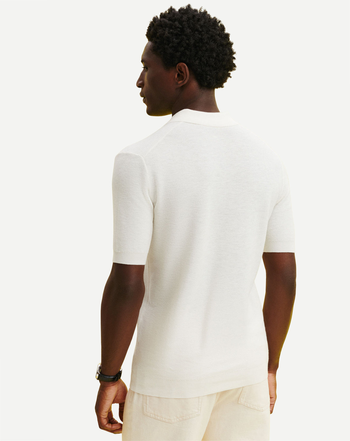 Polo piqué -NATUREL-85% pima coton 15% cachemire