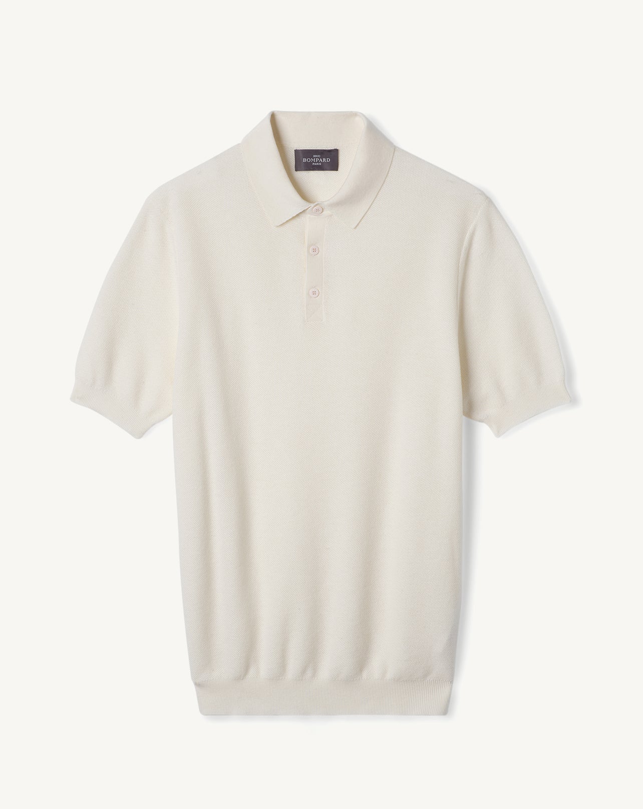 Polo piqué ultrafin-NATUREL-85% PIMA COTON 15% CACHEMIRE