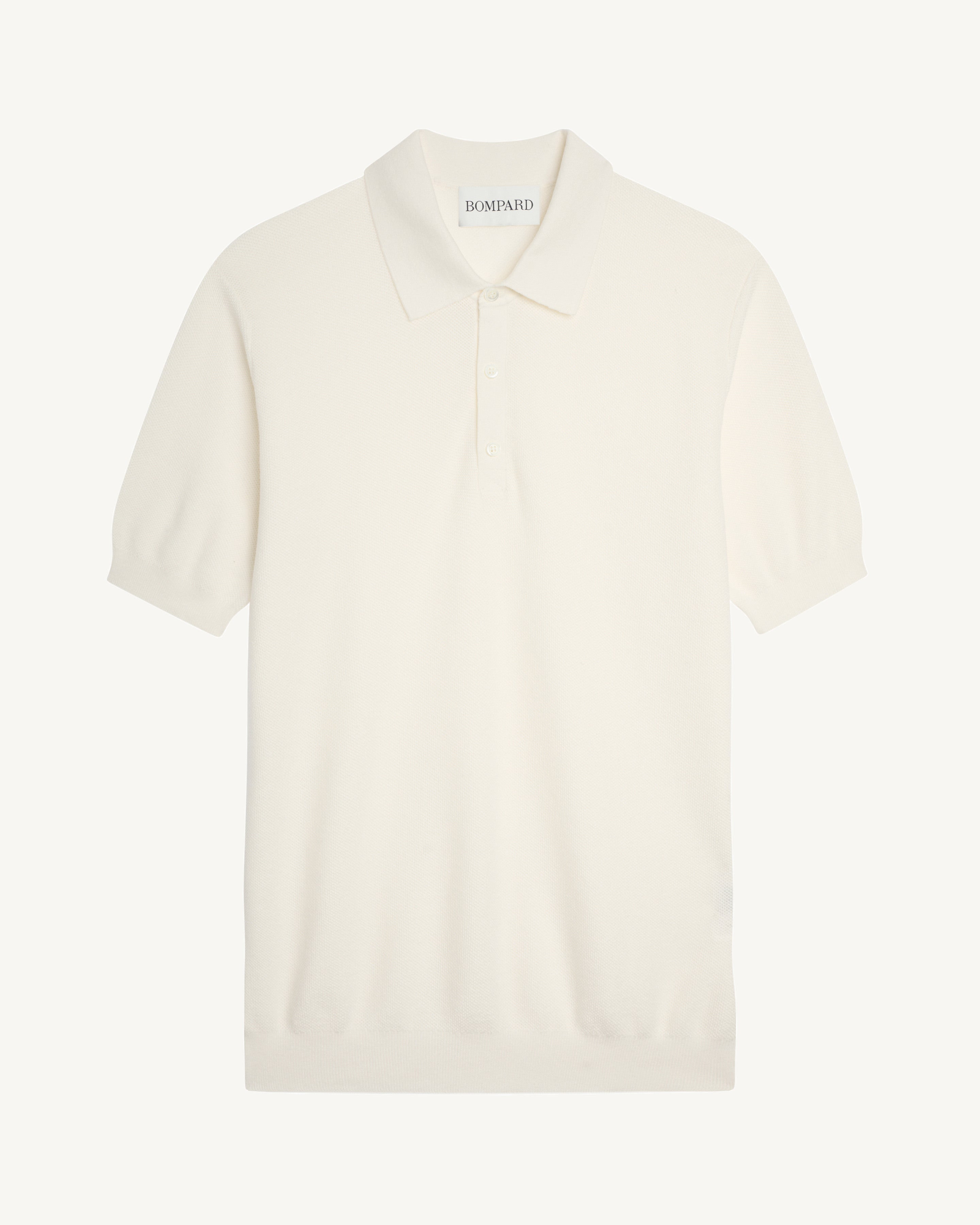 Polo piqué ultrafin-NATUREL-85% PIMA COTON 15% CACHEMIRE
