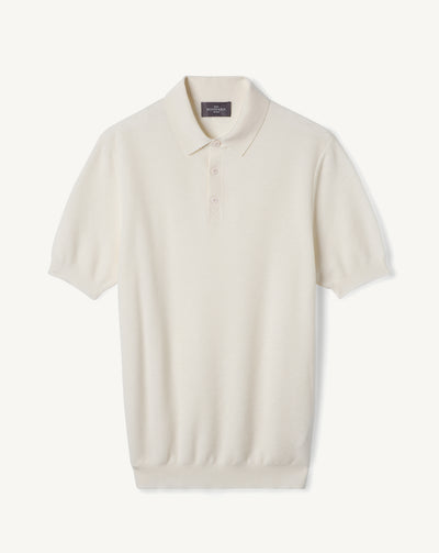 Polo piqué ultrafin-NATUREL-85% PIMA COTON 15% CACHEMIRE