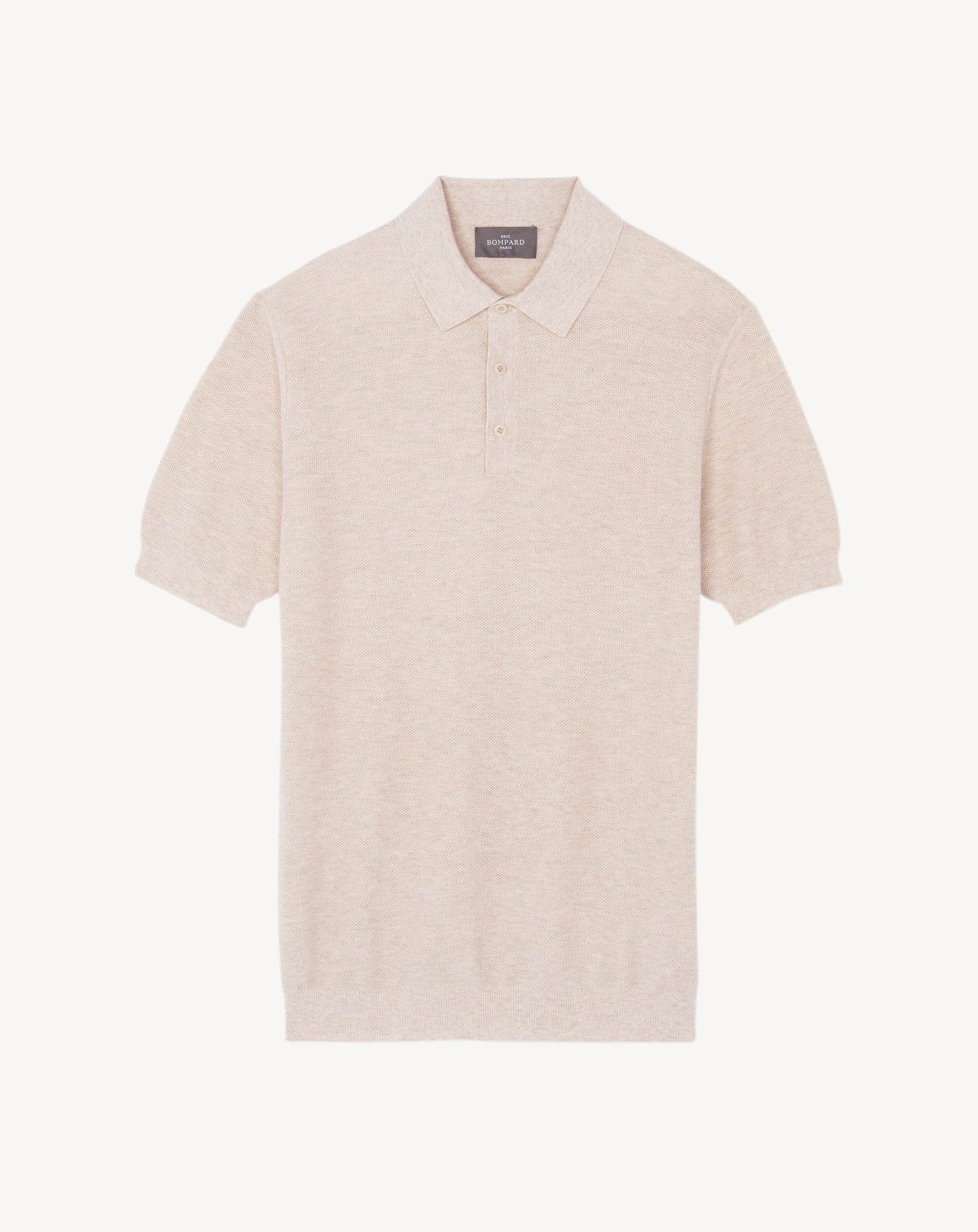 Polo piqué -TOURTERELLE-85% pima coton 15% cachemire