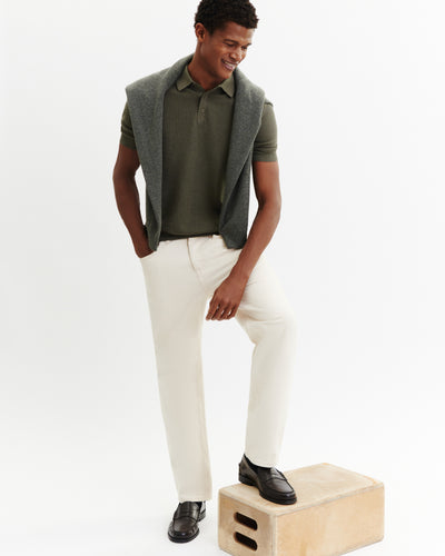 Polo piqué -KAKI OMBRE-85% pima coton 15% cachemire