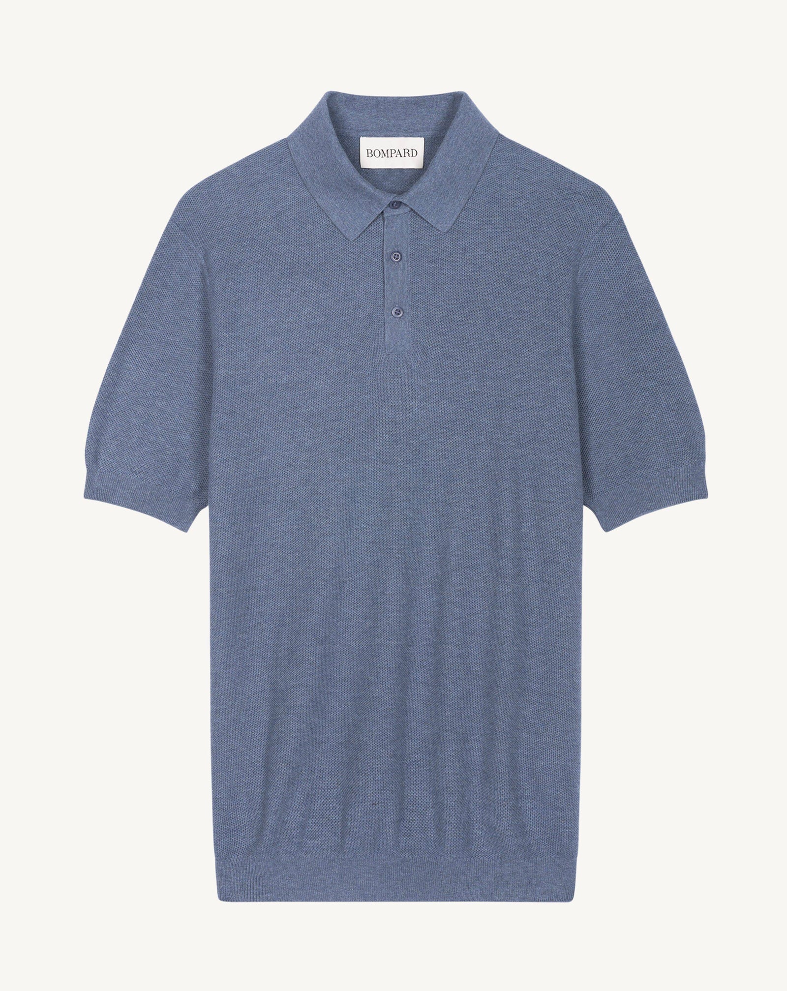 Polo piqué -BLEU AVERSE-85% pima coton 15% cachemire