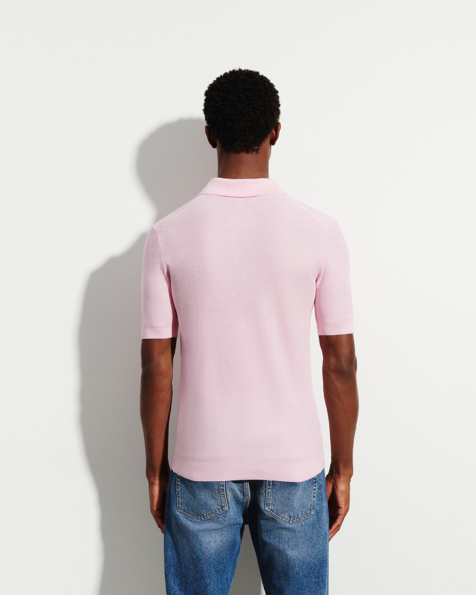 Polo piqué -SAKURA-85% pima coton 15% cachemire