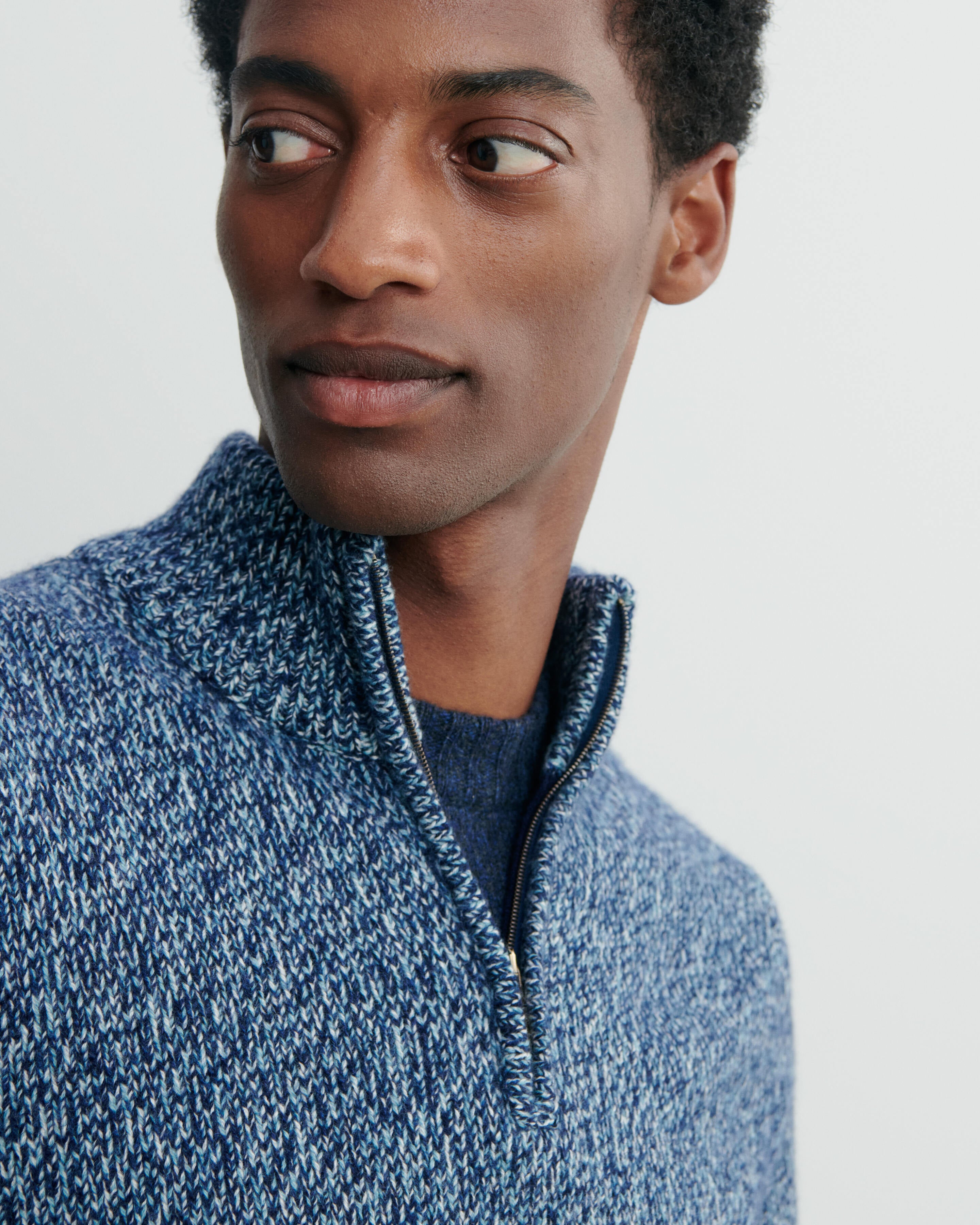 Pull camionneur mouliné Naturel/bleu archipel/marine