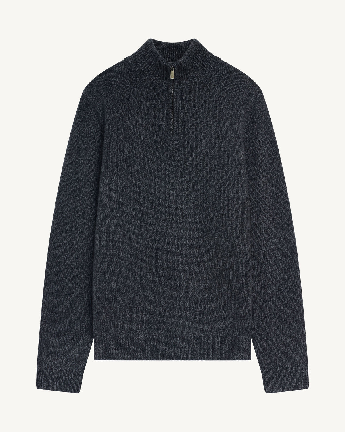 Pull camionneur mouliné-MARINE/CHARBON/ASPHALTE-100% cachemire