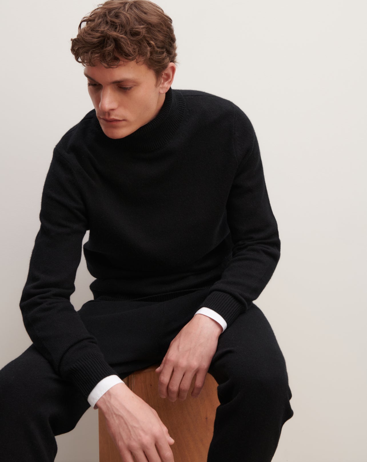 Pull col roulé-NOIR-100% CACHEMIRE