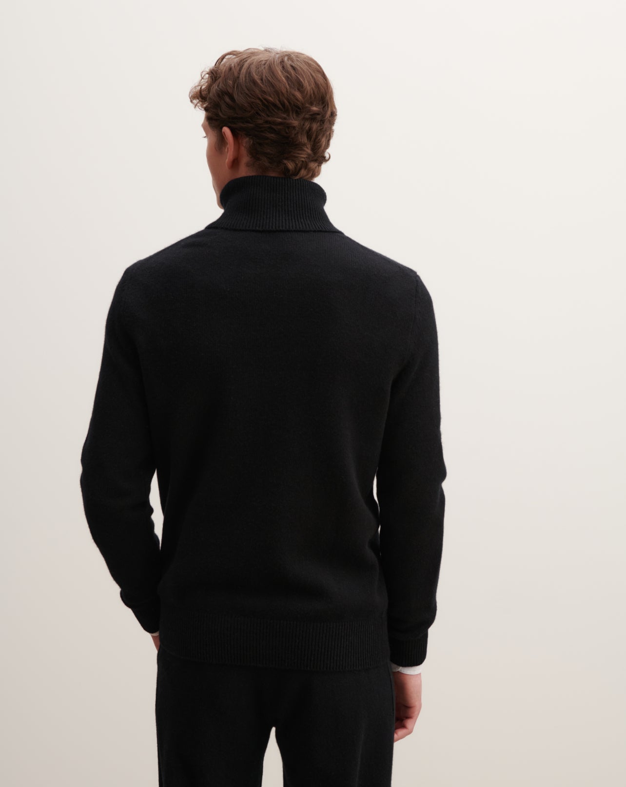 Pull col roulé-NOIR-100% CACHEMIRE