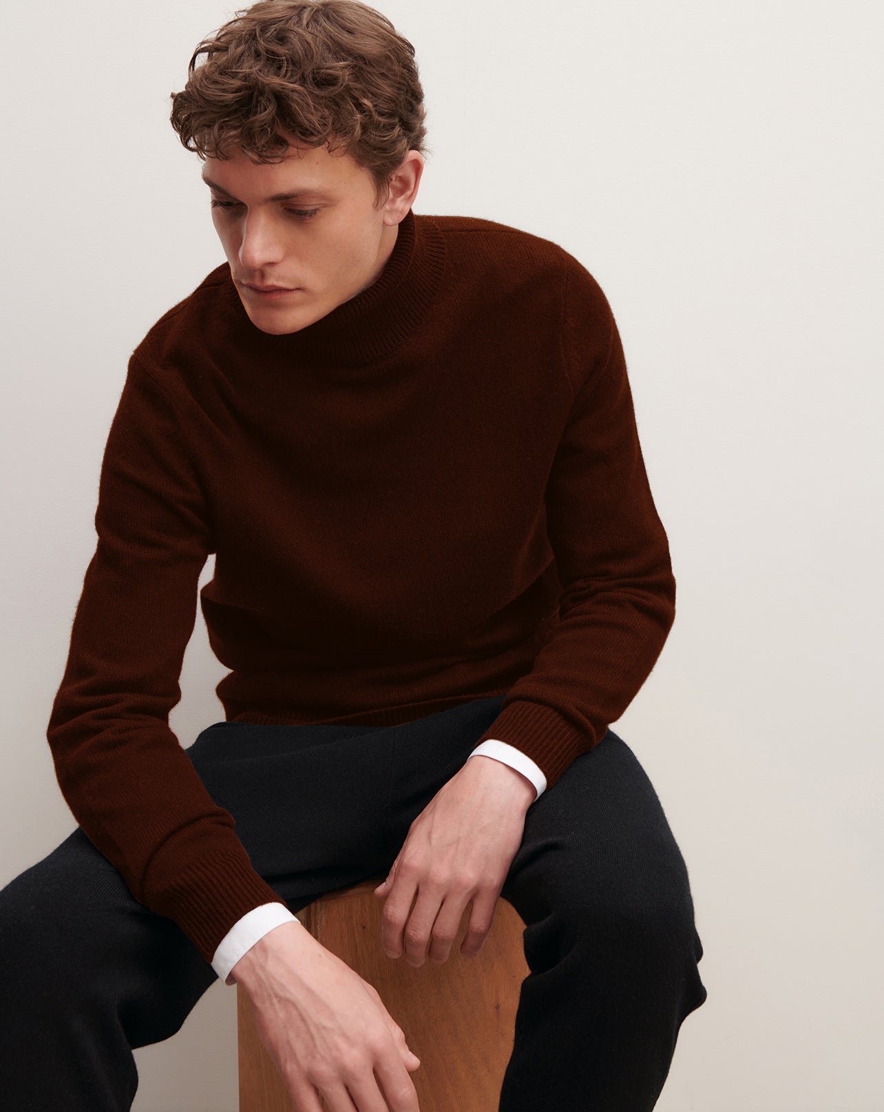 Col roulé 4 fils-CHOCOLAT-100% cachemire