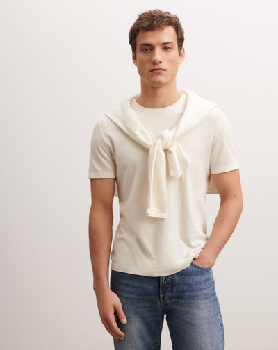 T-shirt ultrafin-NATUREL-85% pima coton 15% cachemire