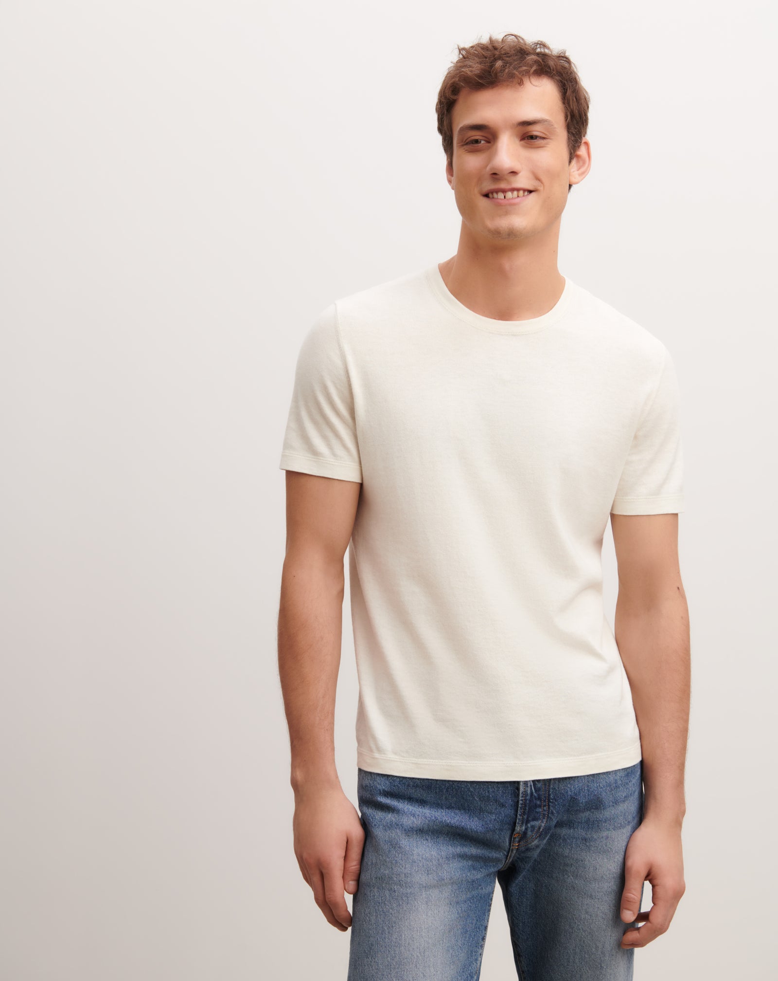 T-shirt ultrafin-NATUREL-85% pima coton 15% cachemire