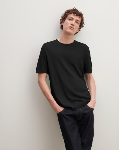 T-shirt ultrafin-NOIR-85% pima coton 15% cachemire