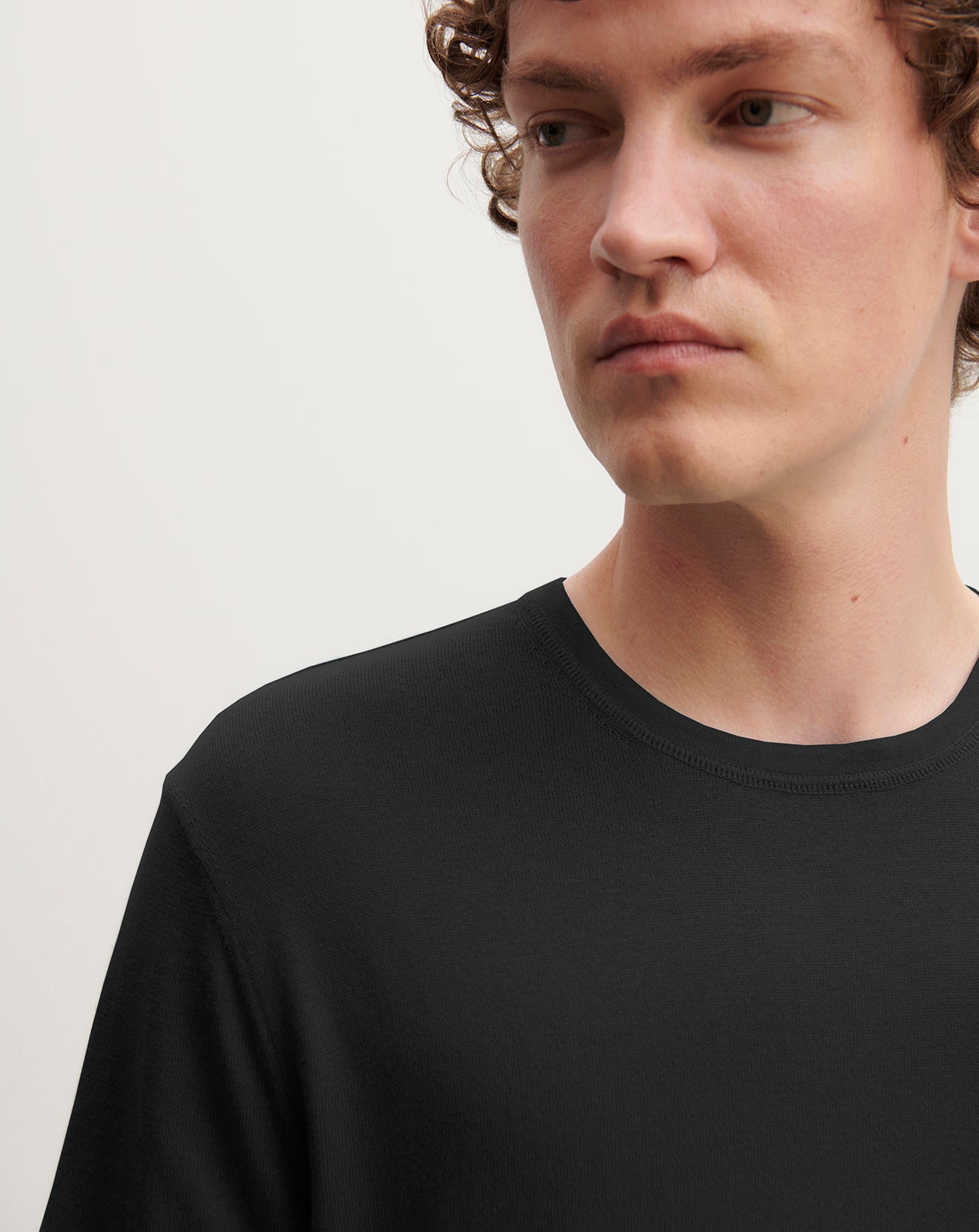 T-shirt ultrafin-NOIR-85% pima coton 15% cachemire