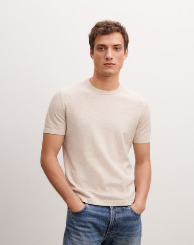 T-shirt ultrafin-TOURTERELLE-85% pima coton 15% cachemire