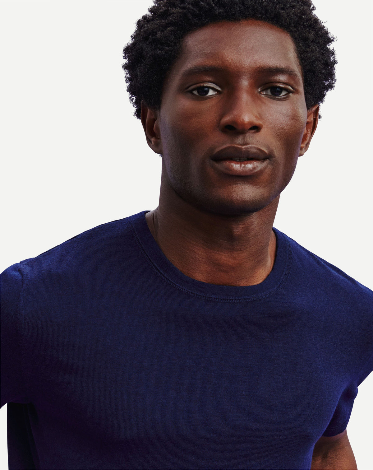 T-shirt ultrafin-MARINE-85% pima coton 15% cachemire