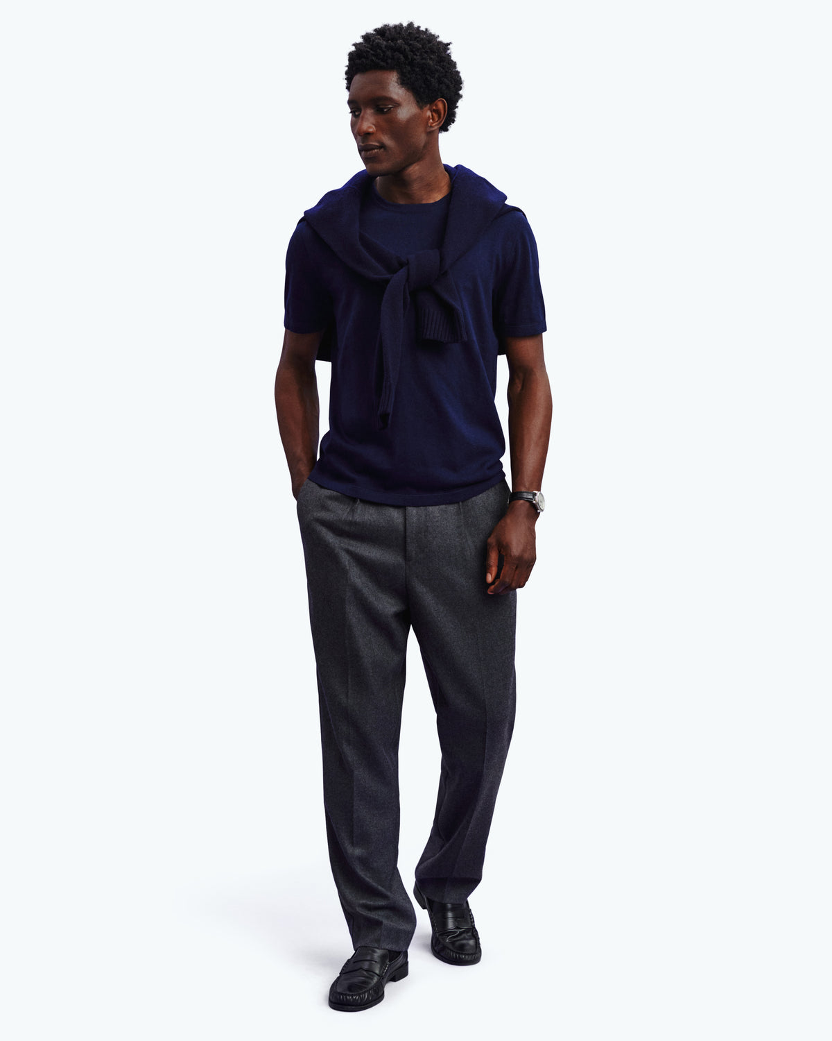 T-shirt Fred-MARINE-85% pima coton 15% cachemire