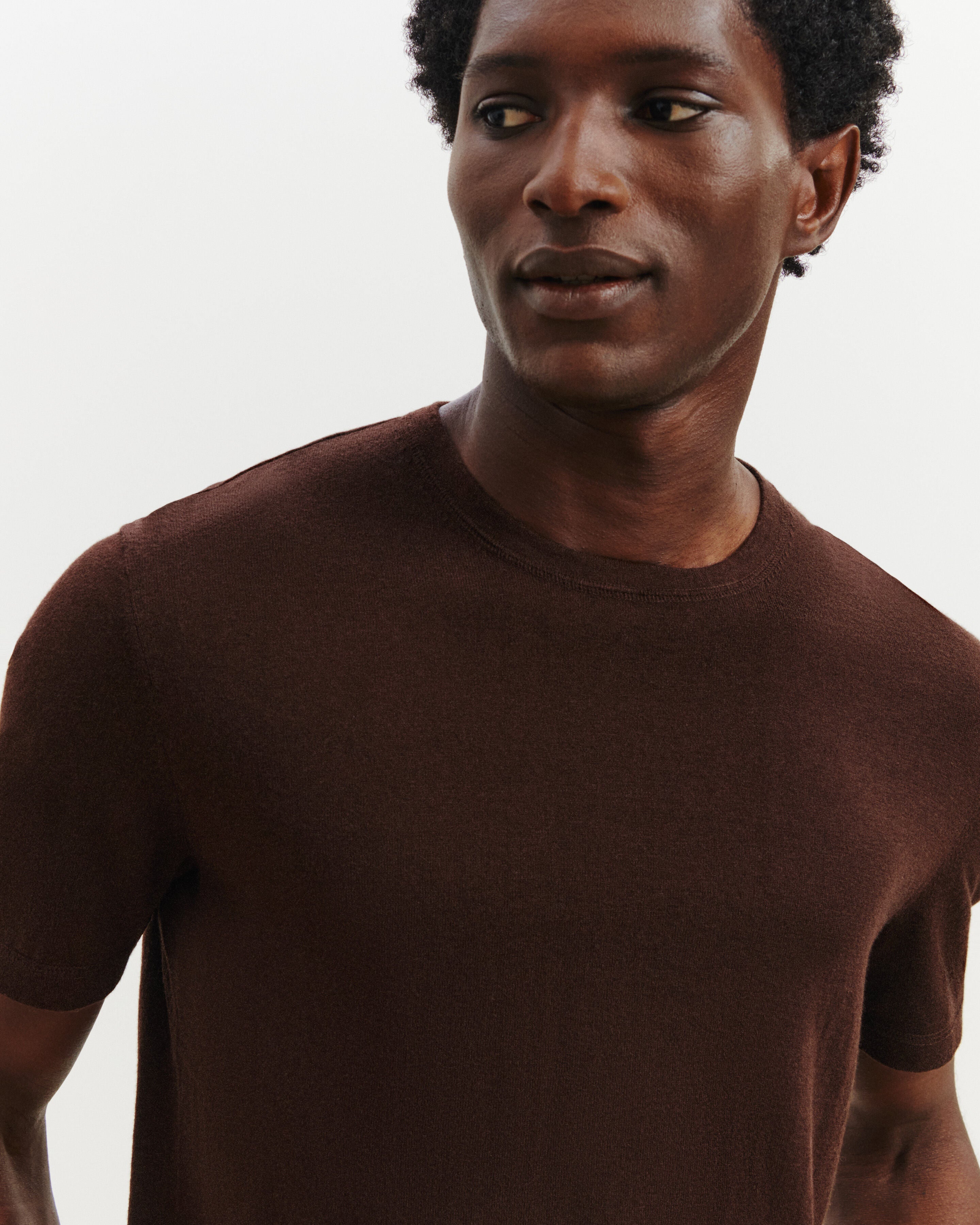 T-shirt ultrafin-CHOCOLAT-85% pima coton 15% cachemire
