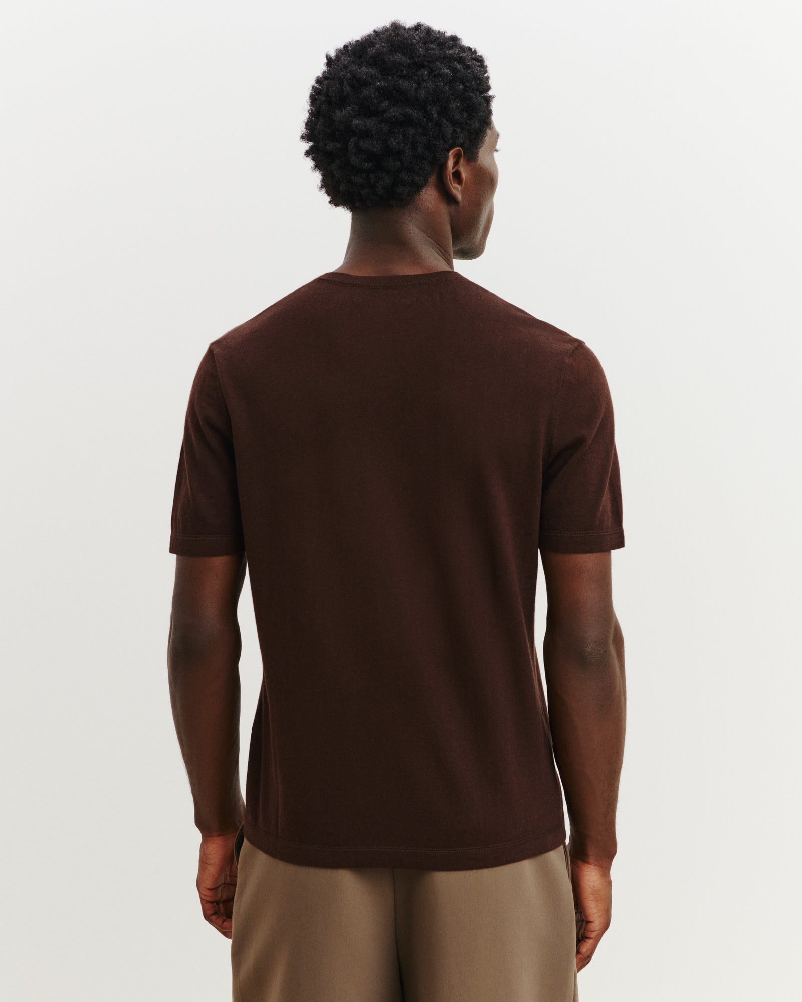 T-shirt ultrafin-CHOCOLAT-85% pima coton 15% cachemire